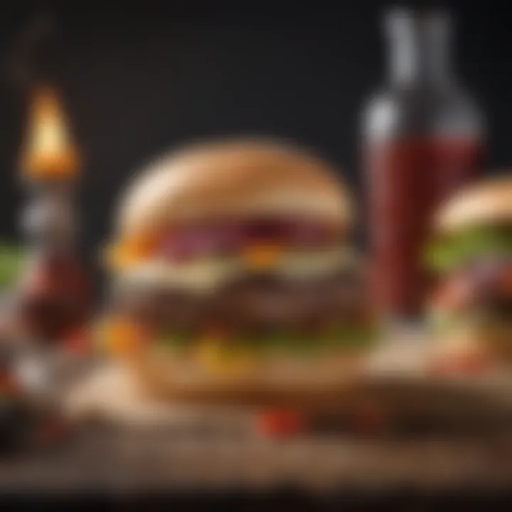 Gourmet hamburger with fresh ingredients