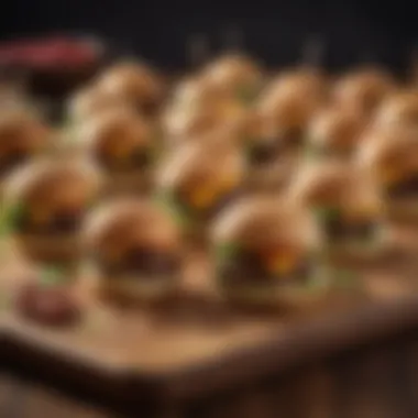 Artful Presentation Artfully presented mini burgers on a wooden board
