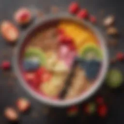 Colorful smoothie bowl topped with fresh fruits and seeds
