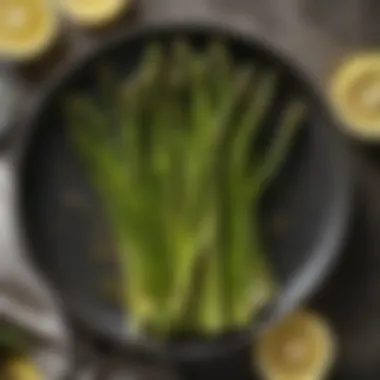 Lemon Zest Steamed Asparagus Steamed asparagus drizzled with lemon zest