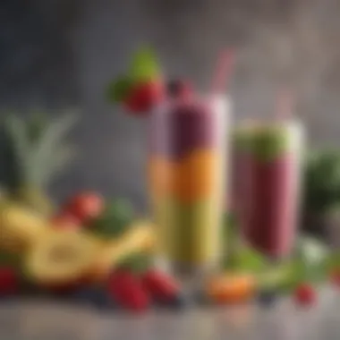 Colorful assortment of fruits and vegetables blended into a nutritious smoothie