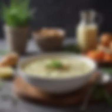 Rich and Creamy Herb Soup A creamy soup topped with herbs and spices