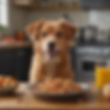 A dog eagerly waiting for its homemade meal