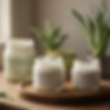 DIY face moisturizer jars in a serene setting