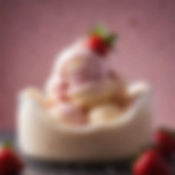 Creamy mixture in an ice cream maker