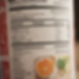 Detailed view of a nutrition label with highlighted components