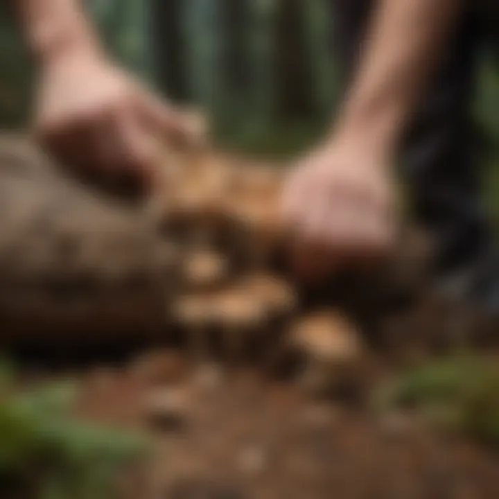 Harvesting Mushrooms from Logs