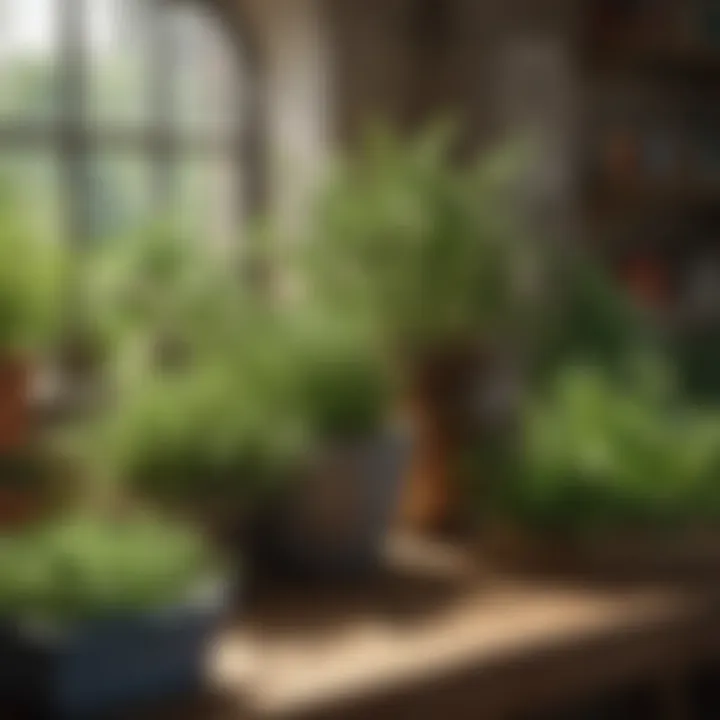 A garden scene showcasing a variety of herbs ready for harvesting