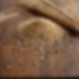 Gluten-containing grains displayed on a wooden table