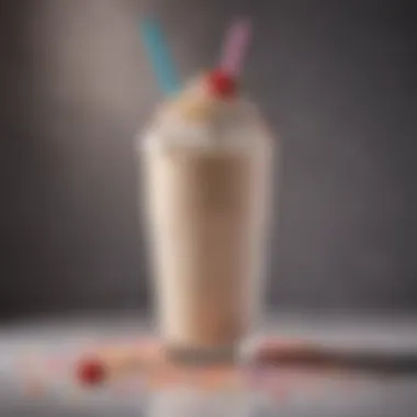 Elegant Milkshake Presentation A beautifully presented milkshake in a tall glass adorned with sprinkles and a straw