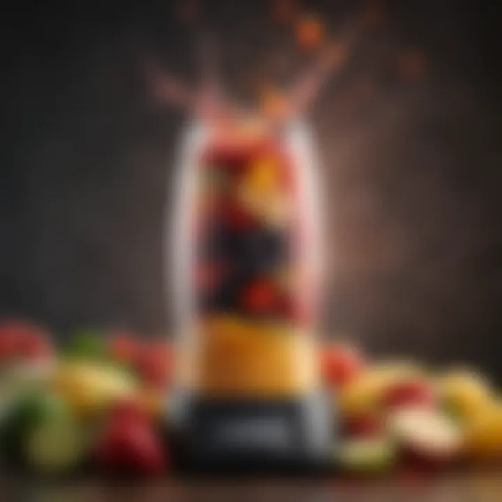 A blender filled with vibrant fruits ready for blending