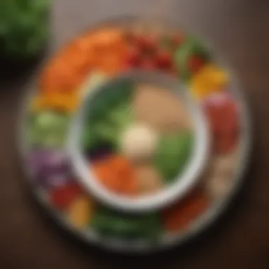 Diverse Ingredients for Nutritional Balance Colorful variety of vegetables and grains on a plate