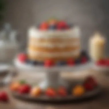 A beautifully arranged tres leches cake with decorative toppings