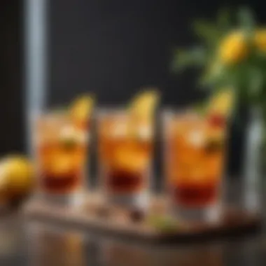 Elegant Iced Tea Presentation A beautifully arranged iced tea setup with a variety of garnishes