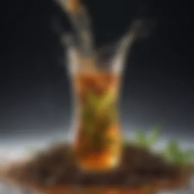 Infusion of Tea Leaves A close-up of boiling water being poured over tea leaves