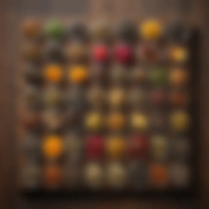 An assortment of loose leaf teas displayed on a wooden background