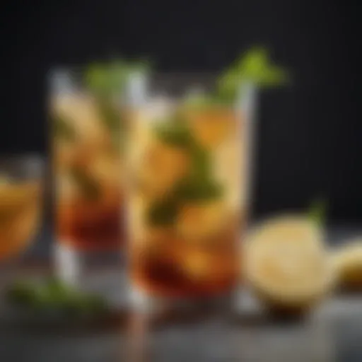A vibrant glass of iced tea with fresh mint leaves and lemon slices