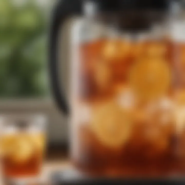 Close-up view of essential features on an iced tea maker