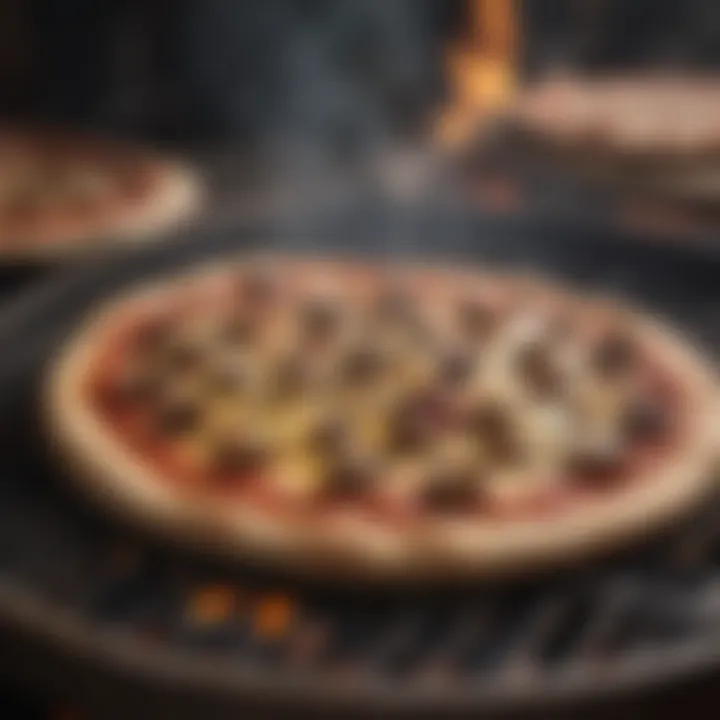 Deliciously charred pizza fresh from the grill.