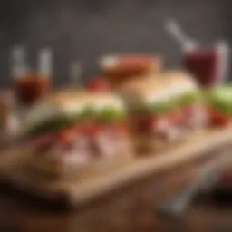 A vibrant platter showcasing an array of gourmet sandwiches and wraps.