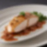 Elegant plated chicken breast with gourmet sauce