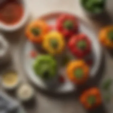 Stuffed Bell Peppers Filled with Flavor A delicate platter of stuffed bell peppers, bursting with flavor and color.