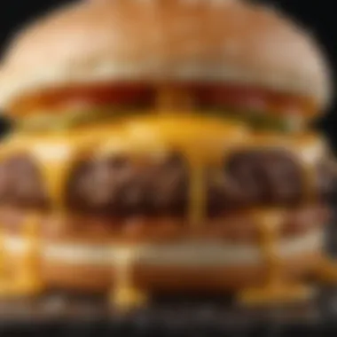Melting American Cheese on a Burger Close-up view of American cheese slices melting on a burger