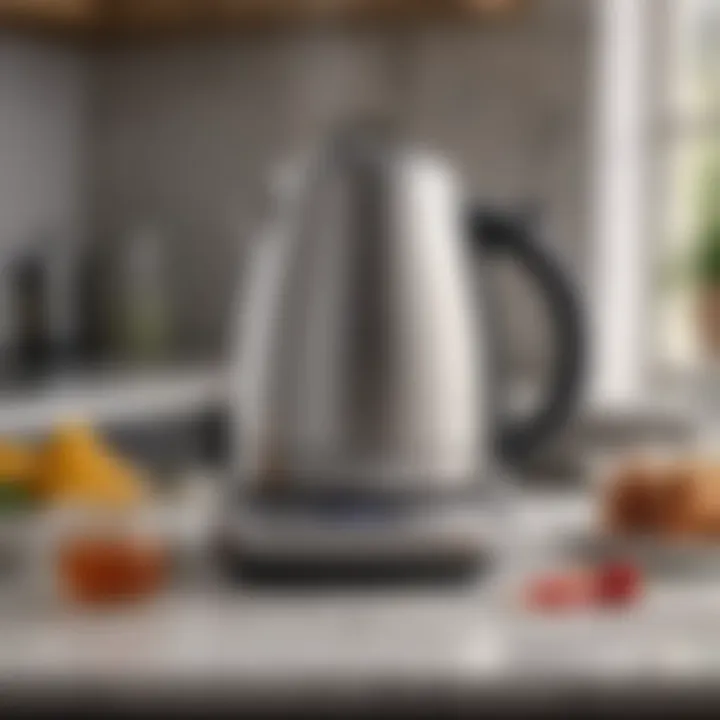 A stylish electric kettle with temperature control settings for perfect tea brewing.