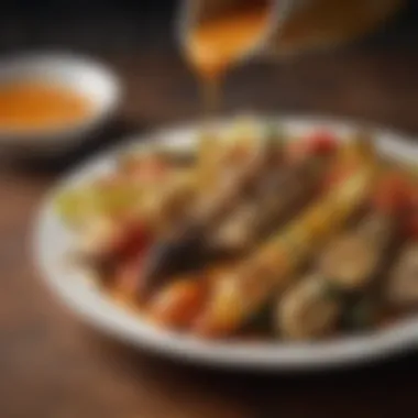 Grilled Vegetables with Kraft Catalina Dressing A platter of grilled vegetables drizzled with Kraft Catalina Dressing