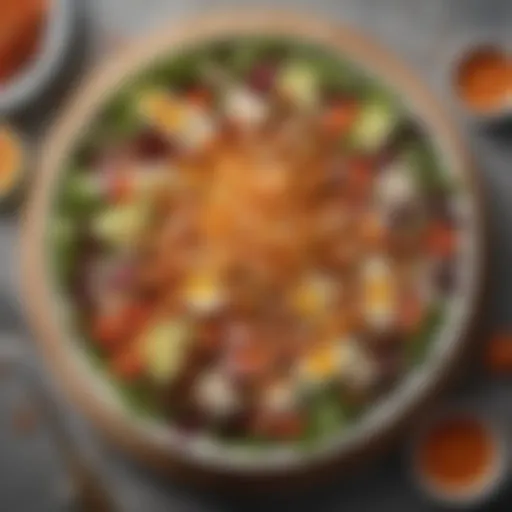 A vibrant salad adorned with Kraft Catalina Dressing