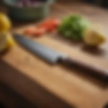 Quality of a Well-Maintained Kitchen Knife A well-maintained kitchen knife resting on a wooden surface, emphasizing care