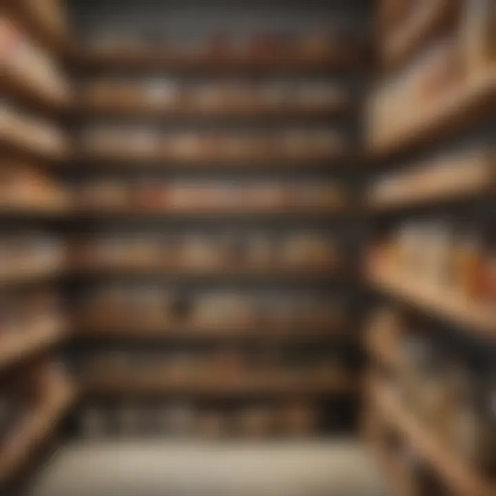 Illustration of a well-organized pantry filled with staple ingredients