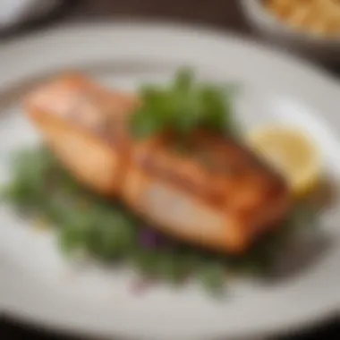 Plated air fryer fish garnished with fresh herbs