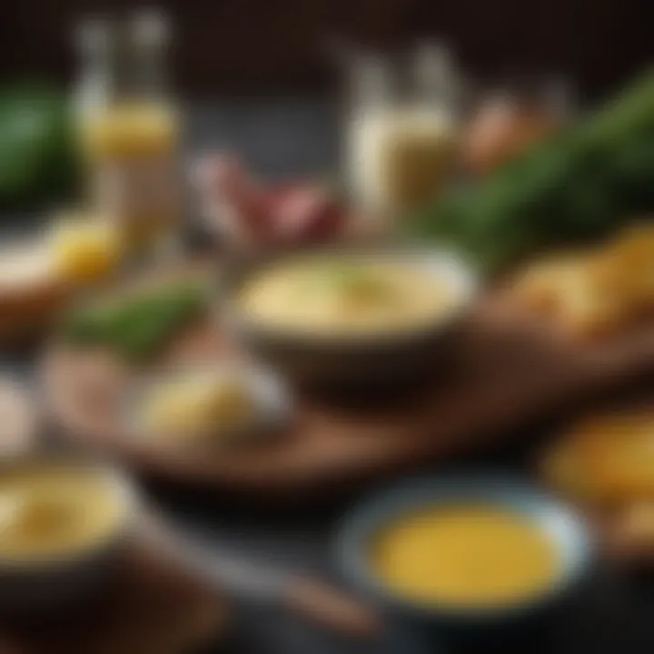 A beautifully arranged mise en place with the essential ingredients for Béarnaise sauce.