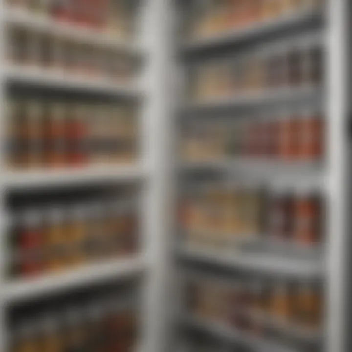 Magnetic spice containers attached to a refrigerator