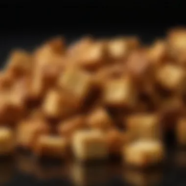 Golden-brown croutons with a crunchy texture, ready to serve