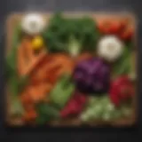 A vibrant array of fresh, low-acid vegetables on a wooden cutting board