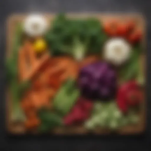 A vibrant array of fresh, low-acid vegetables on a wooden cutting board