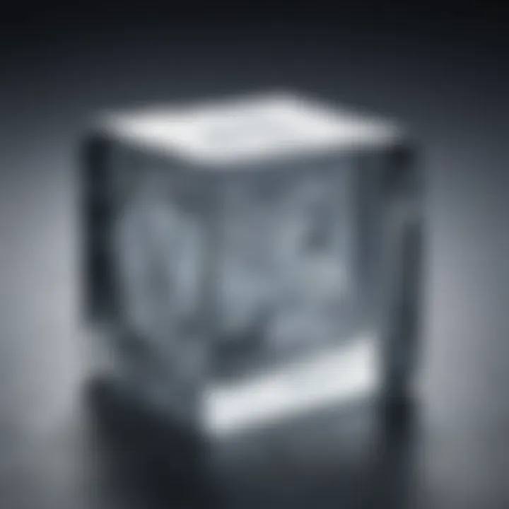 Close-up of ice cube showcasing its clarity