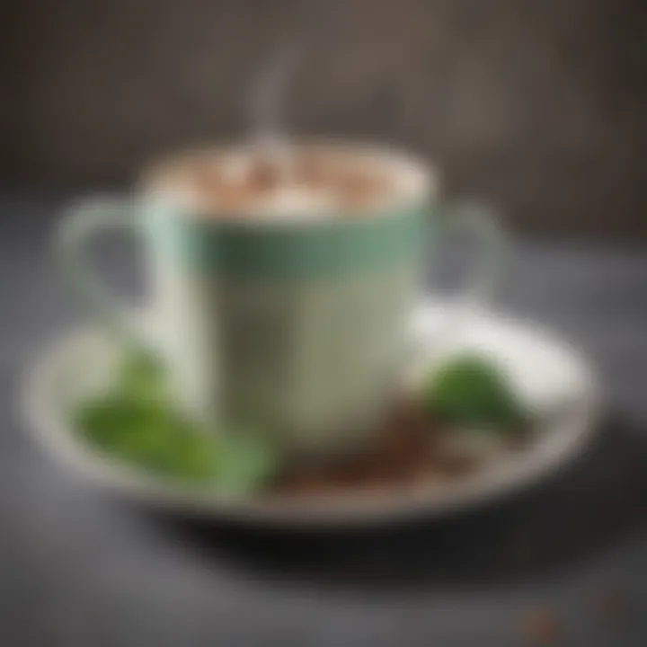 A stylish cup of coffee enhanced with mint flavored creamer