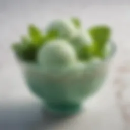A vibrant scoop of mint-only ice cream in a decorative bowl