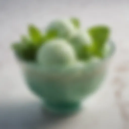 A vibrant scoop of mint-only ice cream in a decorative bowl