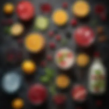 Ingredients laid out for both mocktails and cocktails.