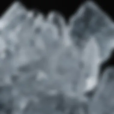 Close-up of ice produced by the New Air ice maker highlighting its clarity and texture.