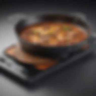 Close-up view of a nonstick electric skillet showcasing its sleek design and advanced features