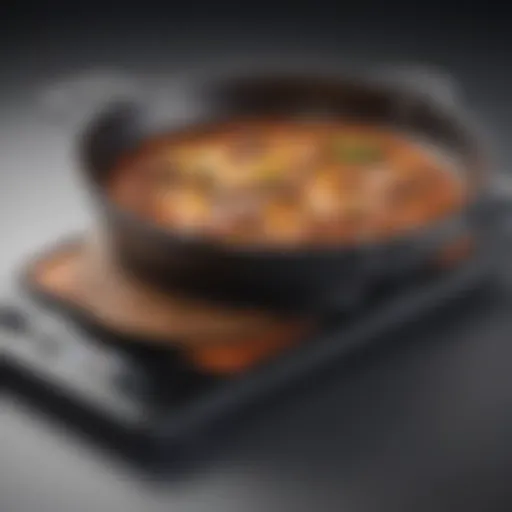 Close-up view of a nonstick electric skillet showcasing its sleek design and advanced features