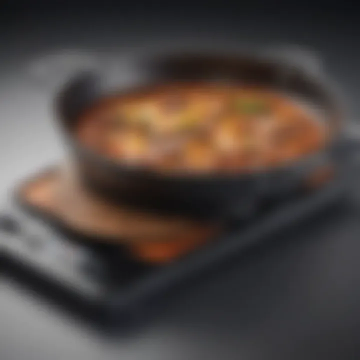 Close-up view of a nonstick electric skillet showcasing its sleek design and advanced features