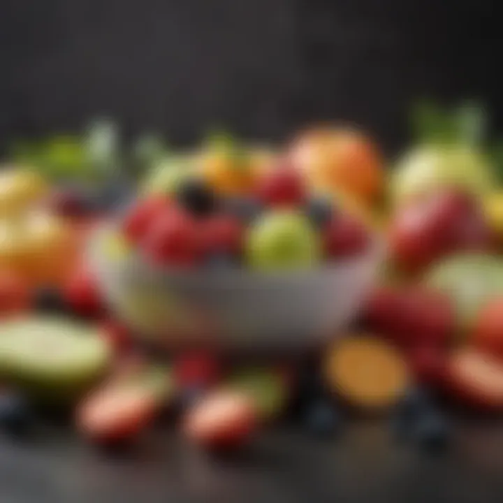 A colorful selection of fresh fruits such as berries, apples, and citrus fruits