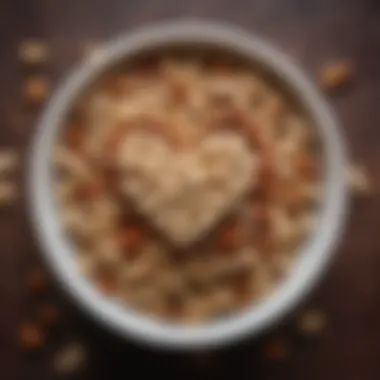 Bowl of mixed nuts with heart-shaped decoration