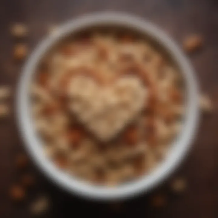 Bowl of mixed nuts with heart-shaped decoration